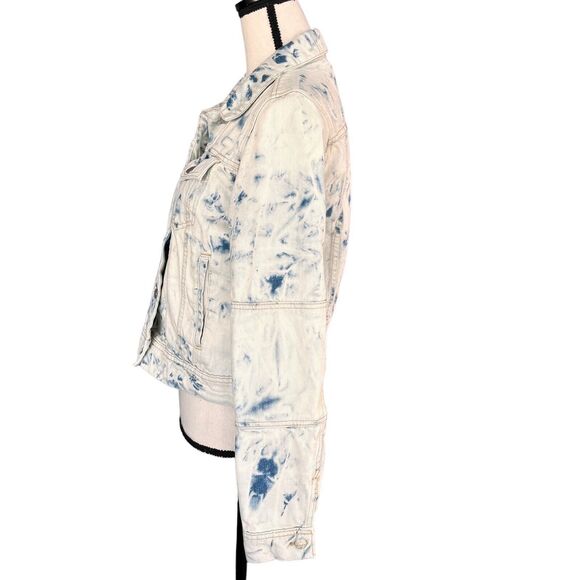 Free People Small Rumors Jean Jacket Button-Up Jones Tie-Dye Long Sleeve Pockets - Picture 6 of 12